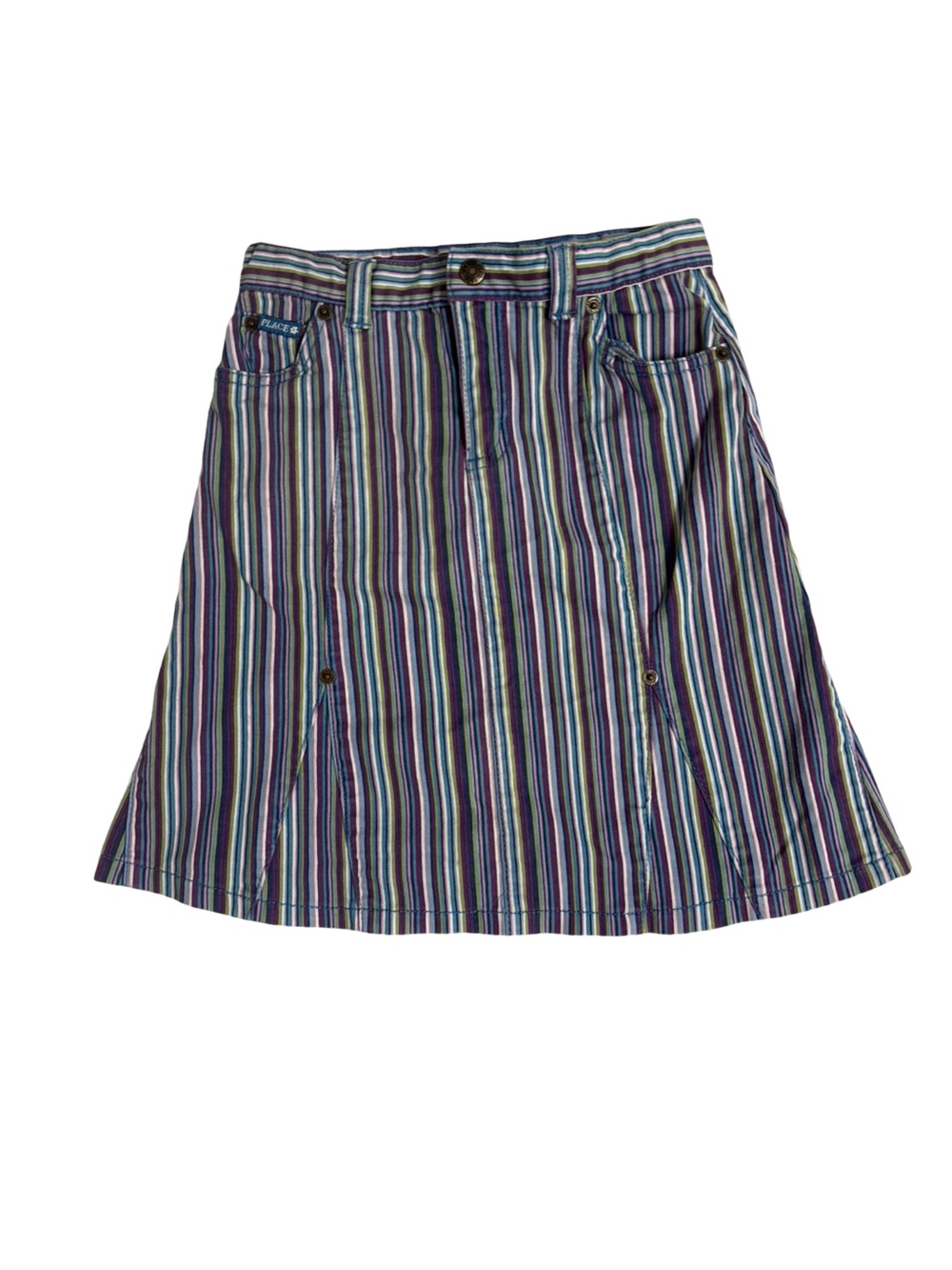 The Children's Place Y2K Boho Retro Multicolor Striped A-Line Denim Skirt 6X-7